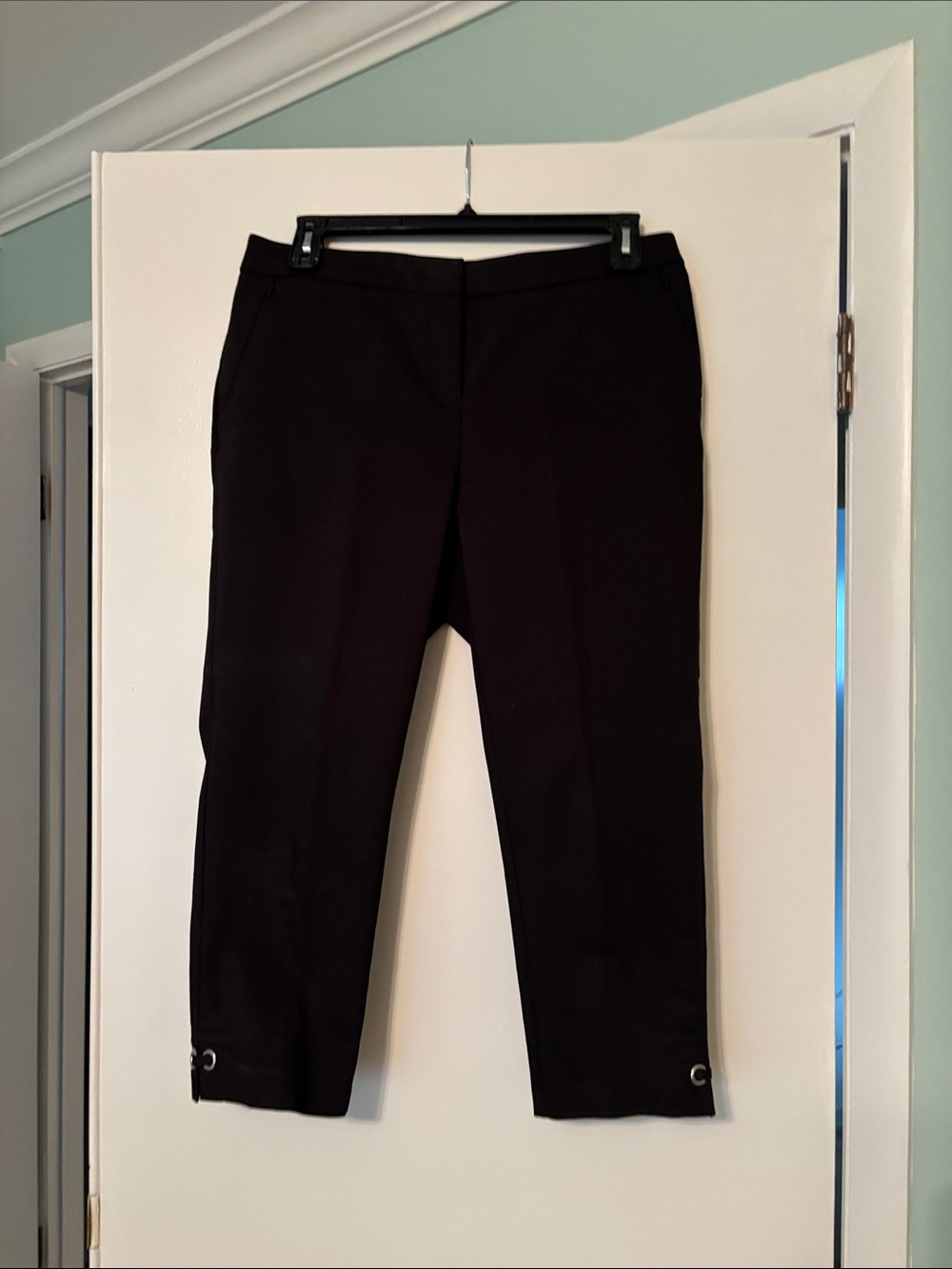Rafaella Black Cropped Ankle Pants with Hardware Detail